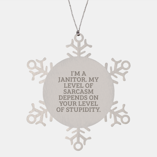 Sarcasm Level Janitor Gifts: Funny Snowflake Ornament for Janitor Friends and Family - Janitor Humor Christmas Unique Gifts for Wife, Mom, or Coworker - Image 1
