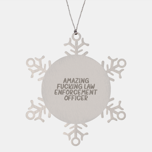 Amazing F--ing Law Enforcement Officer Snowflake Ornament Gifts from Friends for Christmas - Image 1