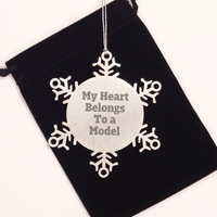 Load image into Gallery viewer, Funny Model Gifts from Friends - Snowflake Ornament with 'My Heart Belongs To A Model' Quote, Perfect for Christmas - Image 2

