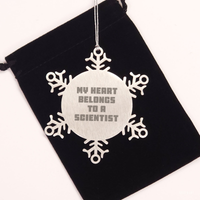 Load image into Gallery viewer, Scientist Heart Belongs Snowflake Ornament, Funny Christmas Unique Gift, Shatterproof, Premium Stainless Steel, 3.14 inches, Gifts from Men, Women, Coworkers, Family, Christmas Unique Gifts - Image 2
