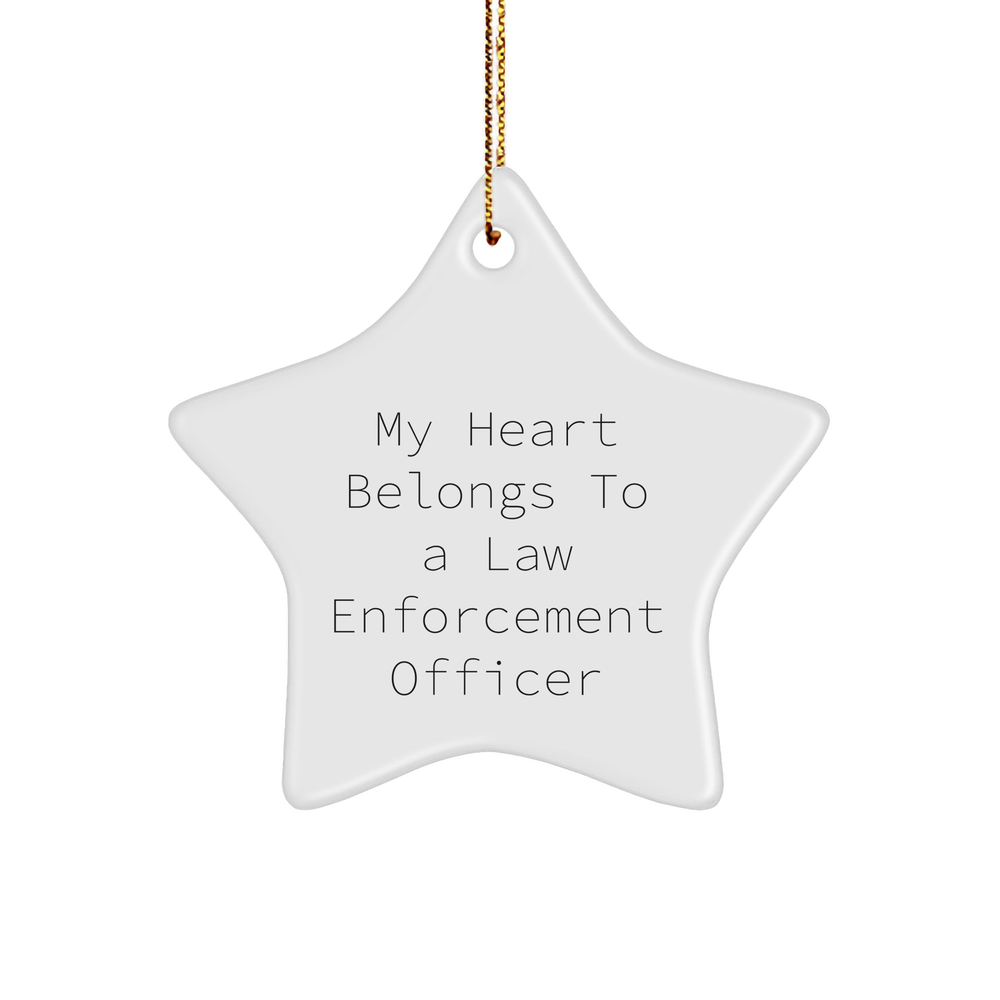 Gifts from Law Enforcement Officer Lovers, My Heart Belongs To A Law Enforcement Officer Star Ornament, Perfect Christmas Unique Gift - Image 1