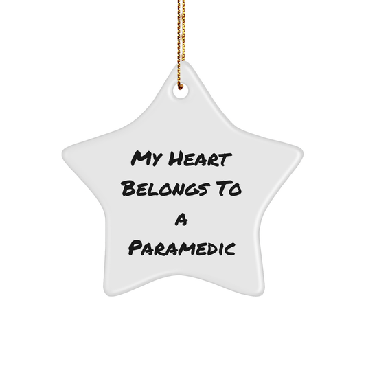 Rescue Worker-Star Ornament, 'My Heart Belongs To A Rescue Worker', Gifts from Friends to Family, Christmas Unique Presents - Image 1