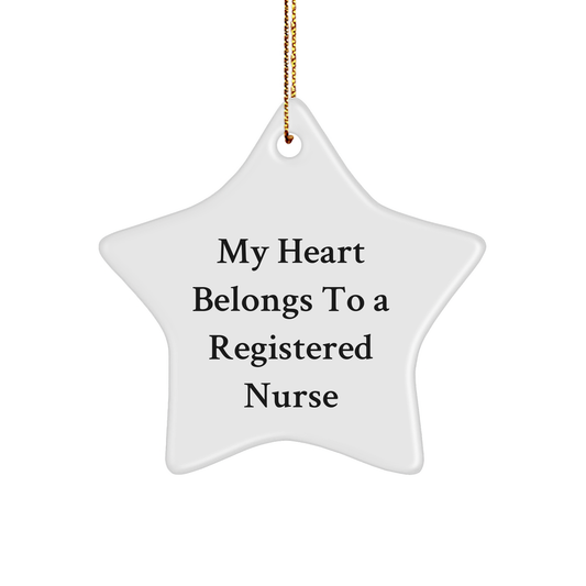 Gifts from Family for Registered Nurse - My Heart Belongs To A Registered Nurse Star Ornament, Christmas Unique Gifts for Registered Nurse - Image 1