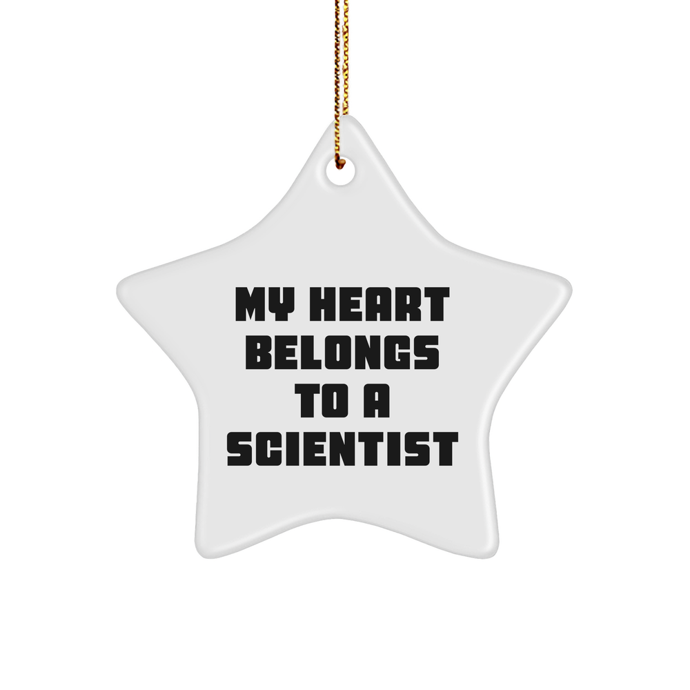 My Heart Belongs To A Scientist Funny Christmas Unique Gifts for Scientist Lovers - Star Ornament - Image 1
