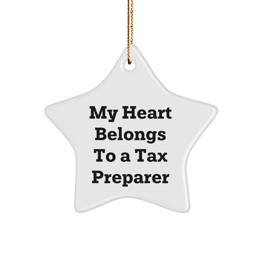 Tax Preparer Gifts from My Heart: Funny Star Ornament for Christmas, 'My Heart Belongs To A Tax Preparer' Quote, Gifts for Tax Preparer, Men, Women, Friends, Family - Image 1