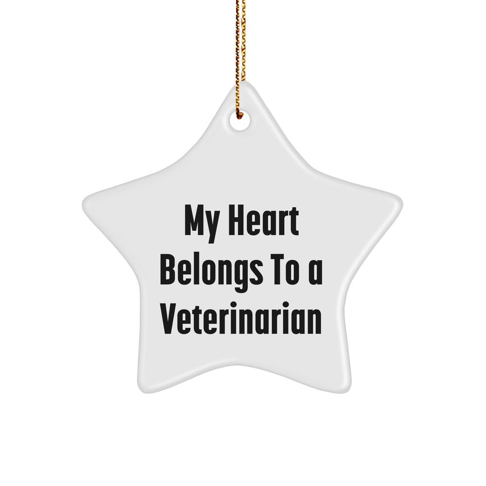 Gifts from Family, My Heart Belongs To A Veterinarian, Star Ornament for Veterinarian, Christmas Unique Gifts - Image 1