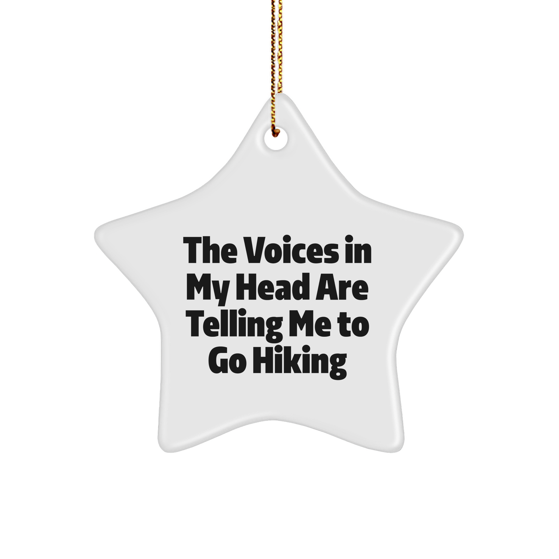 Funny Hiking Gifts for Men, Hiking Star Ornament with 'The Voices In My Head Are Telling Me To Go Hiking' Quote, Christmas Unique Gifts from Family, Perfect for Hiking Enthusiasts - Image 1