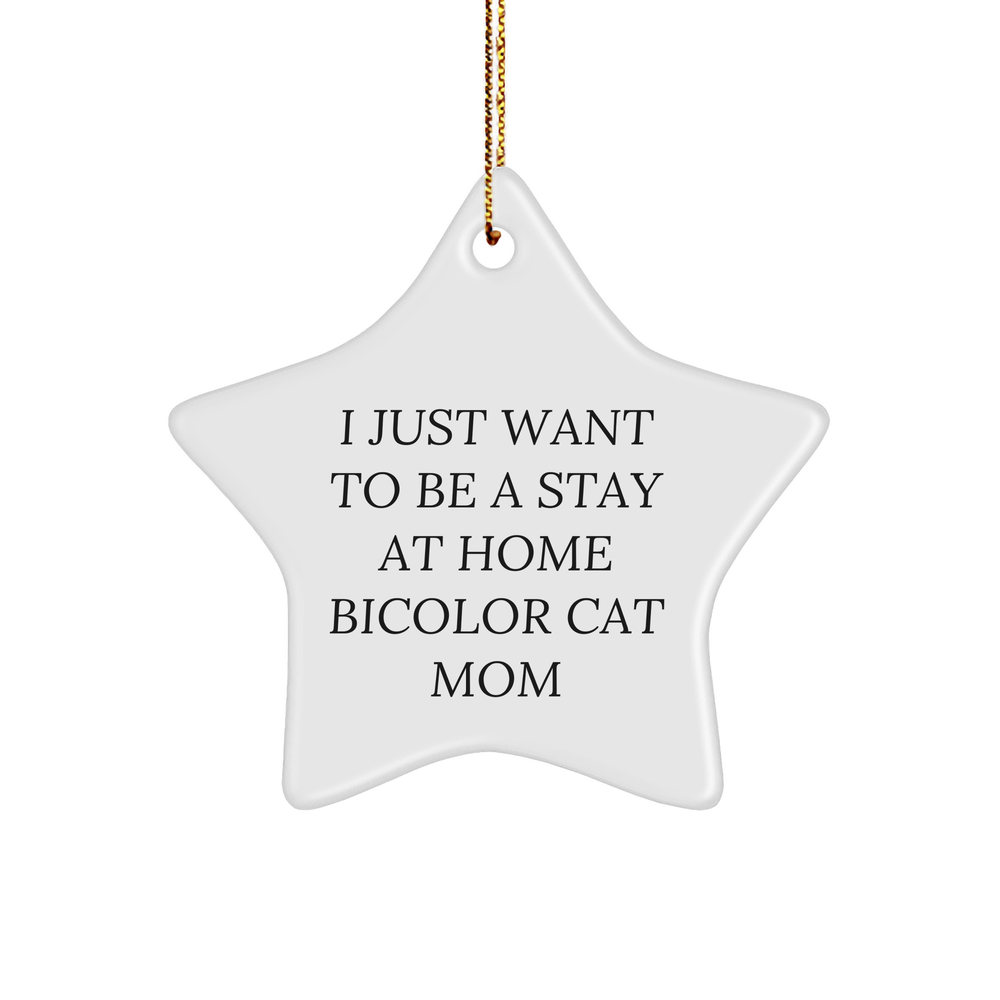 Funny Bicolor Cat Gifts, Unique Star Ornament for Stay at Home Moms, Gifts from Mom for Friends, Bicolor Cat Mom Christmas Ornament - Image 1
