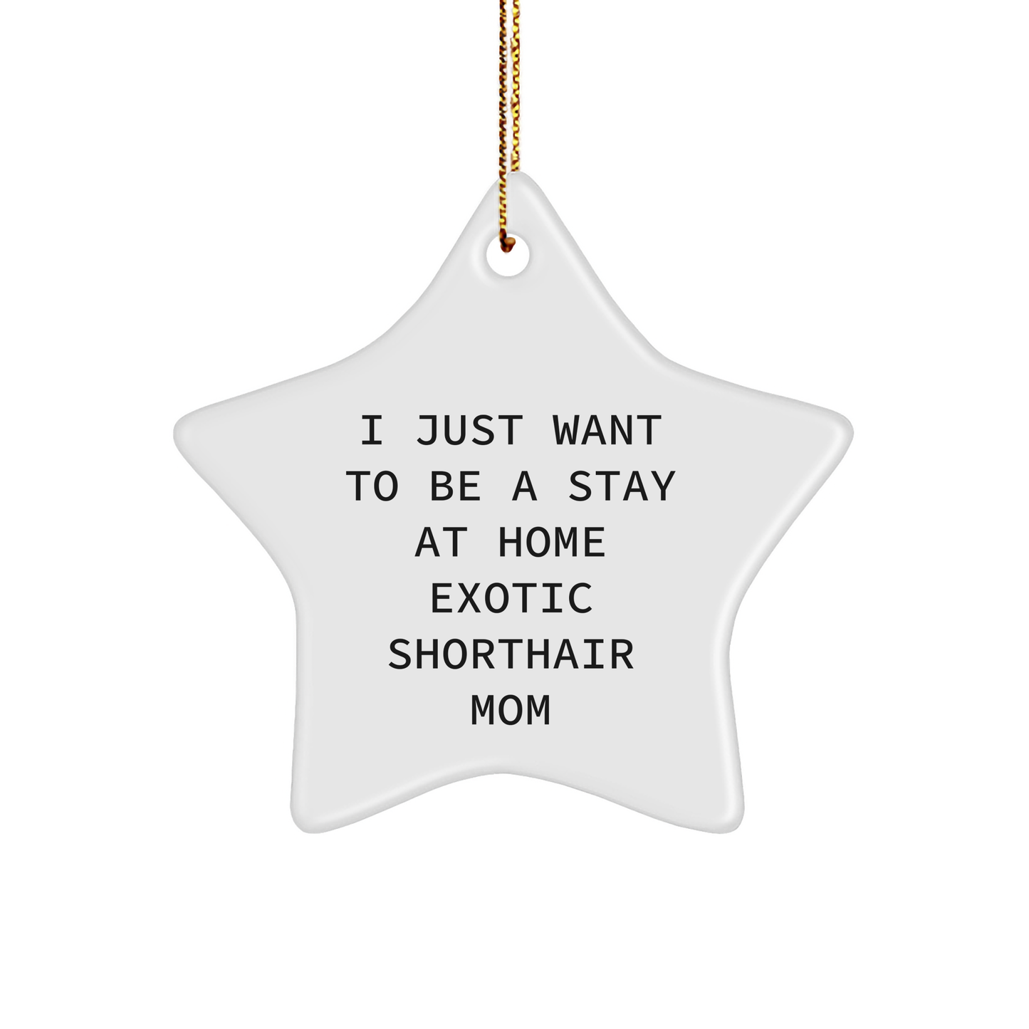 Exotic Shorthair Cat Mom's Christmas Wish, Star Ornament Gifts from Mom to Exotic Shorthair Cat, Funny Quote, White, 3.25' Tall - Image 1