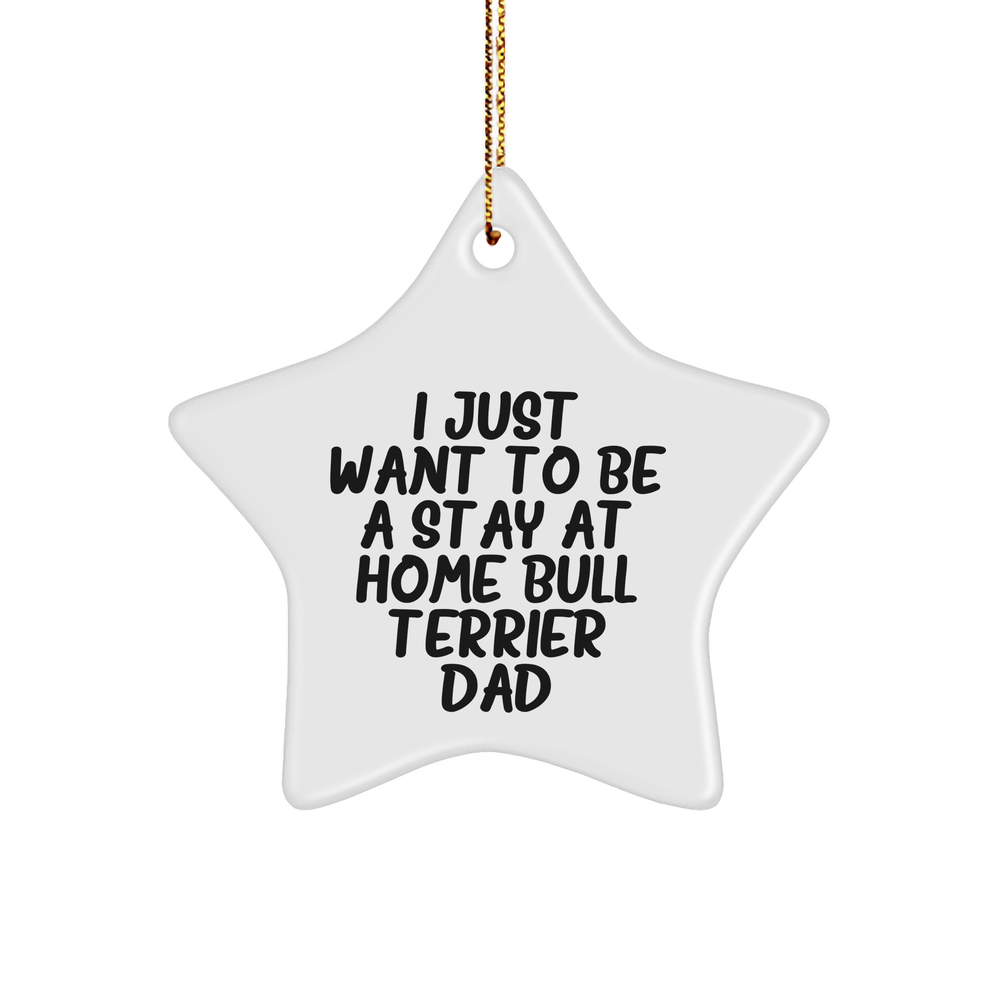 Funny Bull Terrier Dog Dad Star Ornament Gifts from Men to Bull Terrier Dog, I Just Want To Be A Stay At Home Bull Terrier Dad Christmas Unique Gifts - Image 1