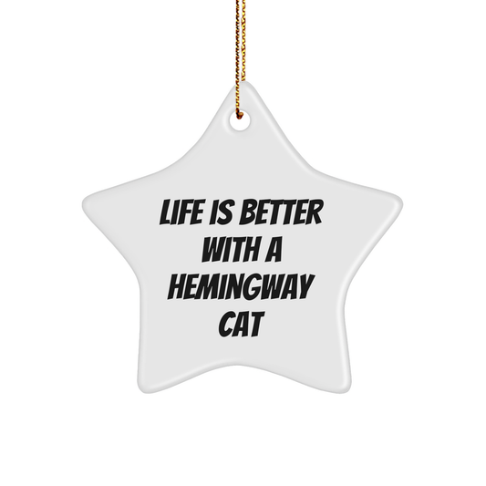 Funny Hemingway Cat Star Ornament Gifts from Friends, Christmas Unique Finds for Him, Her, or Family - Image 1