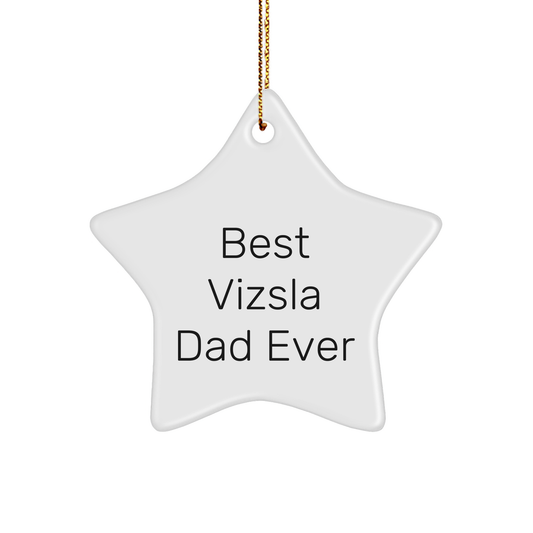 Funny Vizsla Dad Gifts from Mom, 'Best Vizsla Dad Ever' Star Ornament for Christmas, Gifts for Vizsla Dog Lovers - Image 1