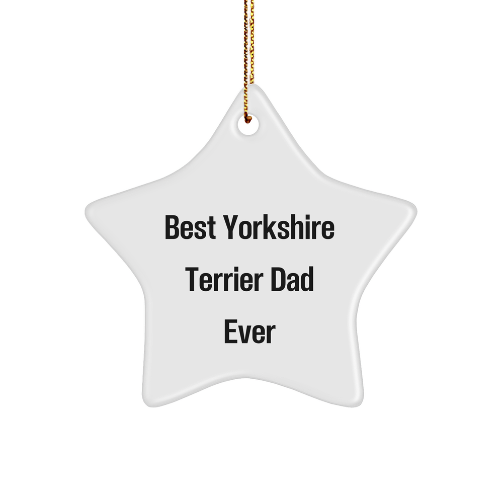 Funny Yorkshire Terrier Dad Gifts from Men to Yorkshire Terrier Dog Lovers - White Star Ornament for Christmas Decorations - Image 1