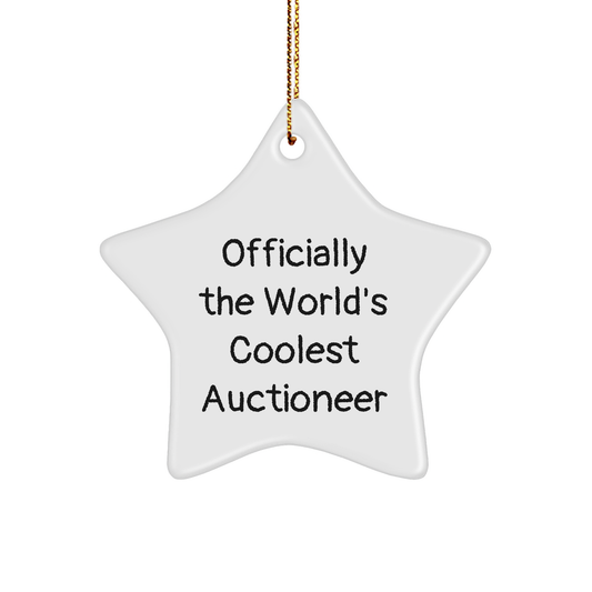 Funny Auctioneer Gifts, 'Officially The World's Coolest Auctioneer' Star Ornament for Christmas, Gifts from Friends, Family, or Coworkers to Auctioneer, Men, or Women - Image 1