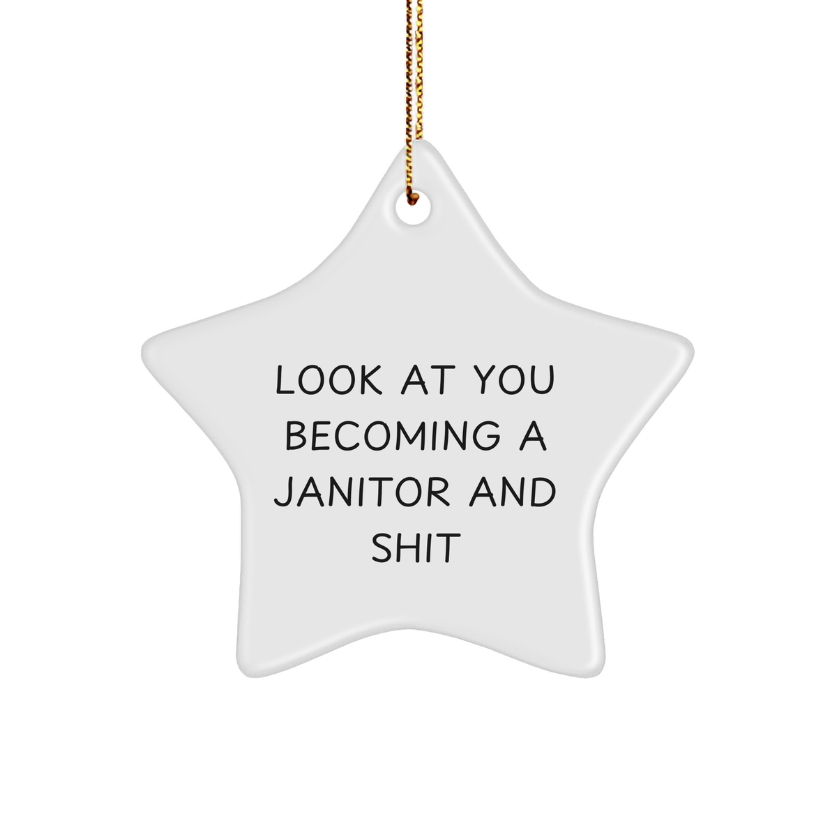 Funny Janitor Gifts from Friends for Janitor - Star Ornament with 'Look At You Becoming A Janitor And Shit' Quote, Unique Christmas Unique Gifts for Men, Women, Coworkers, Family - Image 1