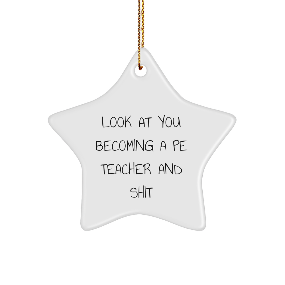 Funny PE Teacher Gifts from Friends, 'Look At You Becoming A PE Teacher And Shit' Star Ornament for Christmas - Image 1