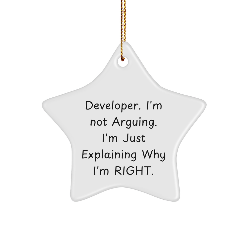 Developer's Gift, Funny Quote, Star Ornament for Christmas, Gifts from Friends, Gifts for Developers (150-200 characters in total) - Image 1