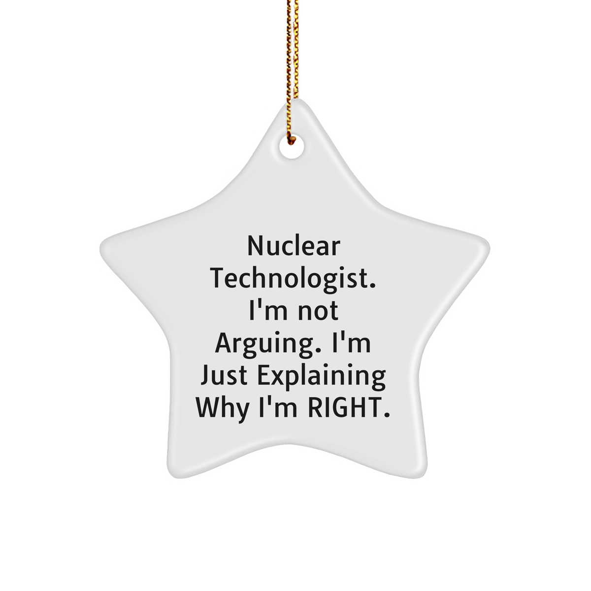 Nuclear Technologist Star Ornament, Gifts from Family, Gifts for Nuclear Technologist, Funny Christmas Decor, Explaining Why I'm Right, Star Ornament - Image 1