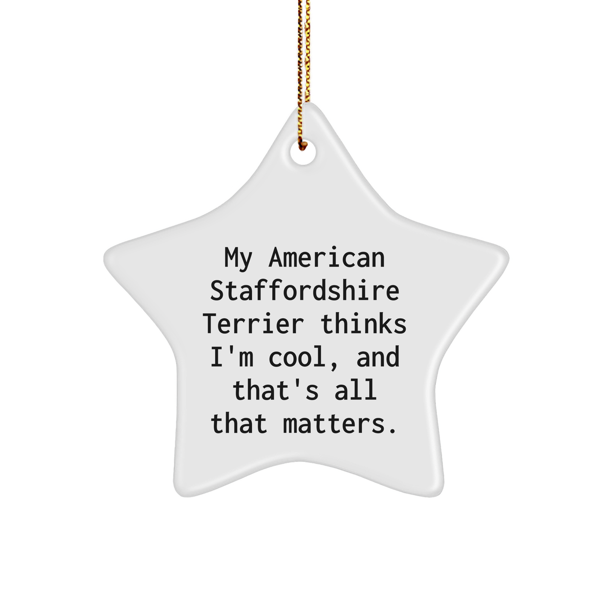 American Staffordshire Terrier Dog Lovers Funny Star Ornament Gifts for Christmas - My American Staffordshire Terrier Thinks I'm Cool And That's All That Matters - Durable MDF with Vibrant Print - Image 1