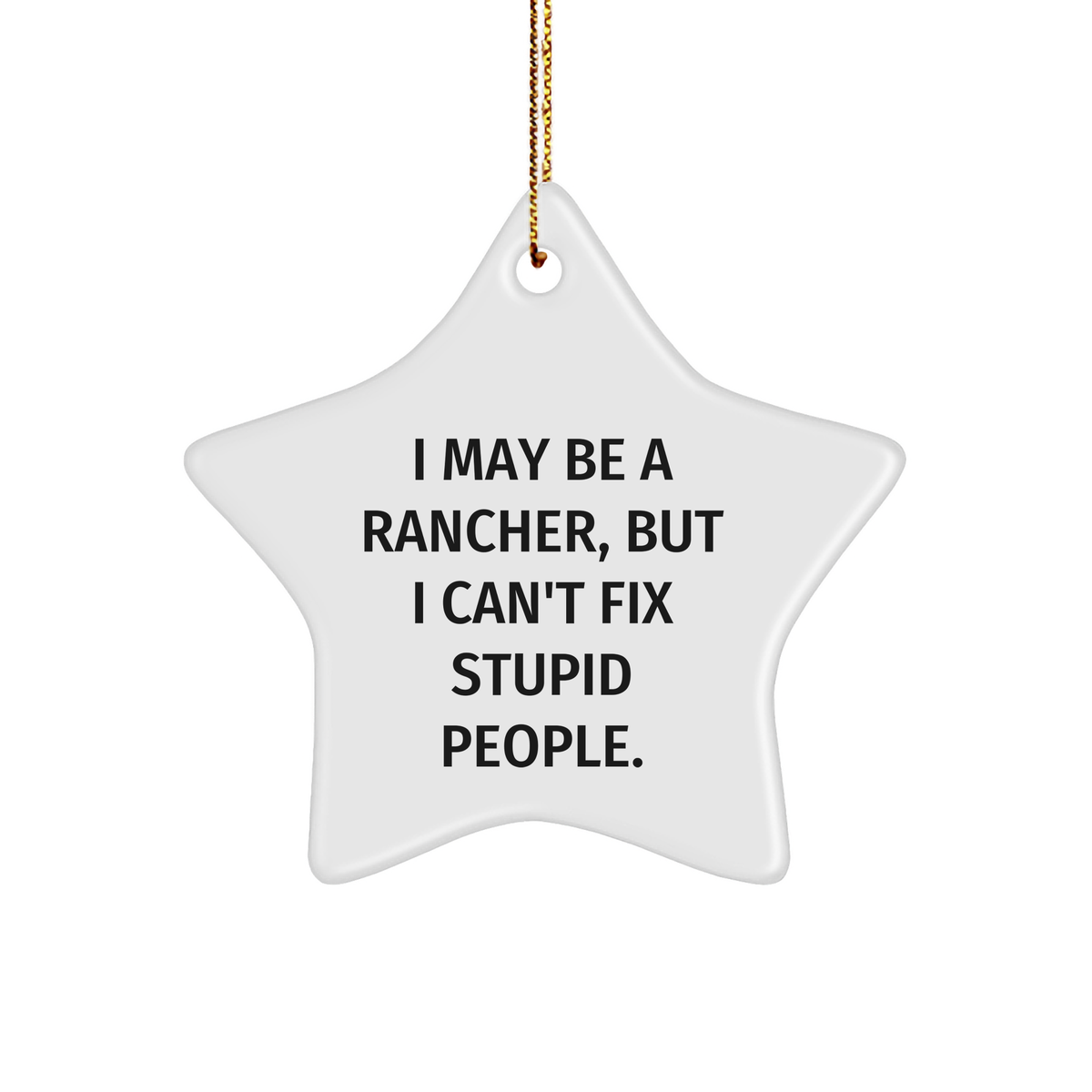 Rancher Star Ornament Gifts from Men to Women, Friends, Family - Funny Christmas Quote, White Star Shaped, Durable MDF, Long-Lasting Design, Lightweight - Image 1
