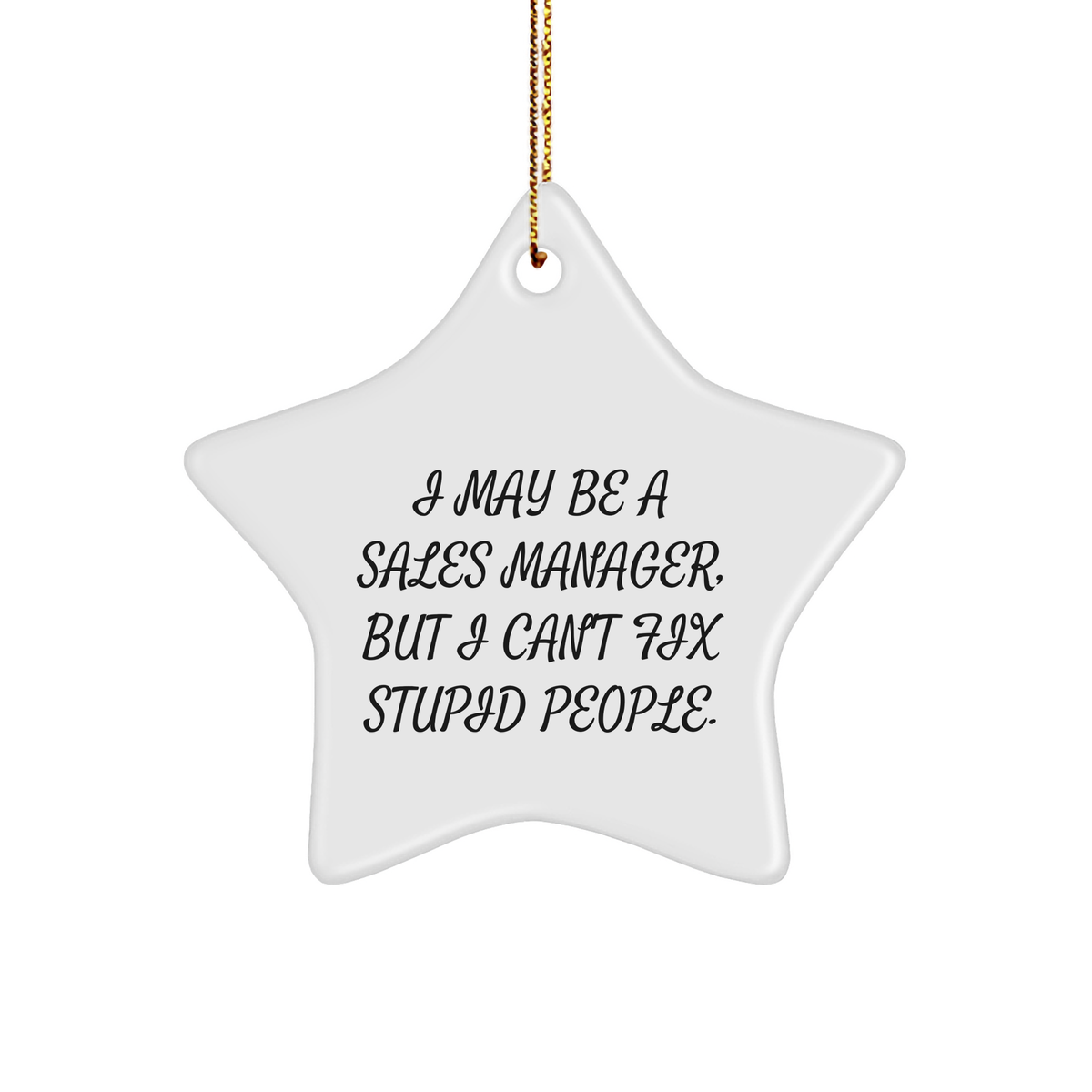 Funny Sales Manager Gifts from Men to Coworkers - I May Be A Sales Manager, But I Can't Fix Stupid People. Star Ornament for Christmas - Image 1