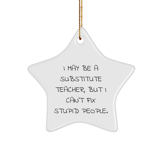 Inspirational Substitute Teacher Gifts Funny Sarcasm Star Ornament for Her Him Christmas Tree Decor Unique Presents under 10 Gifts from Family Friends for Substitute Teachers - Image 1