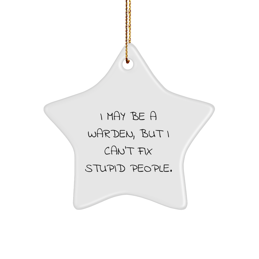 Funny Warden Star Ornament Gifts from Men to Warden Friends, I May Be A Warden, But I Can't Fix Stupid People, Star Shaped, Christmas Unique Gifts - Image 1