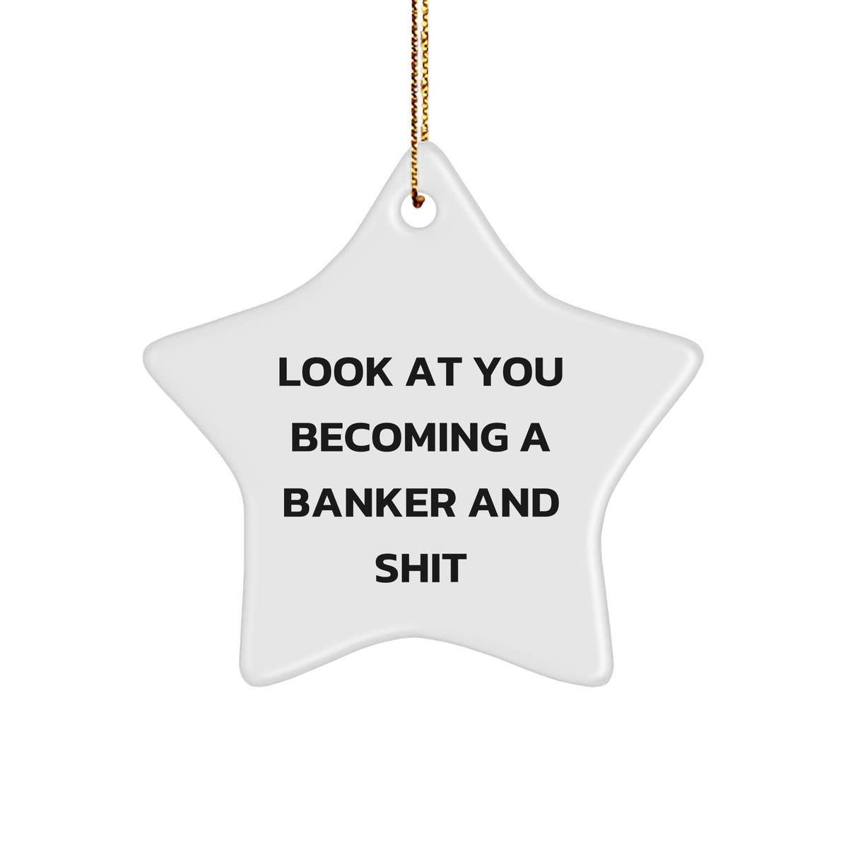 Funny Banker Gifts - 'Look At You Becoming A Banker And Shit' Star Ornament for Christmas from Friends to Colleagues - Image 1
