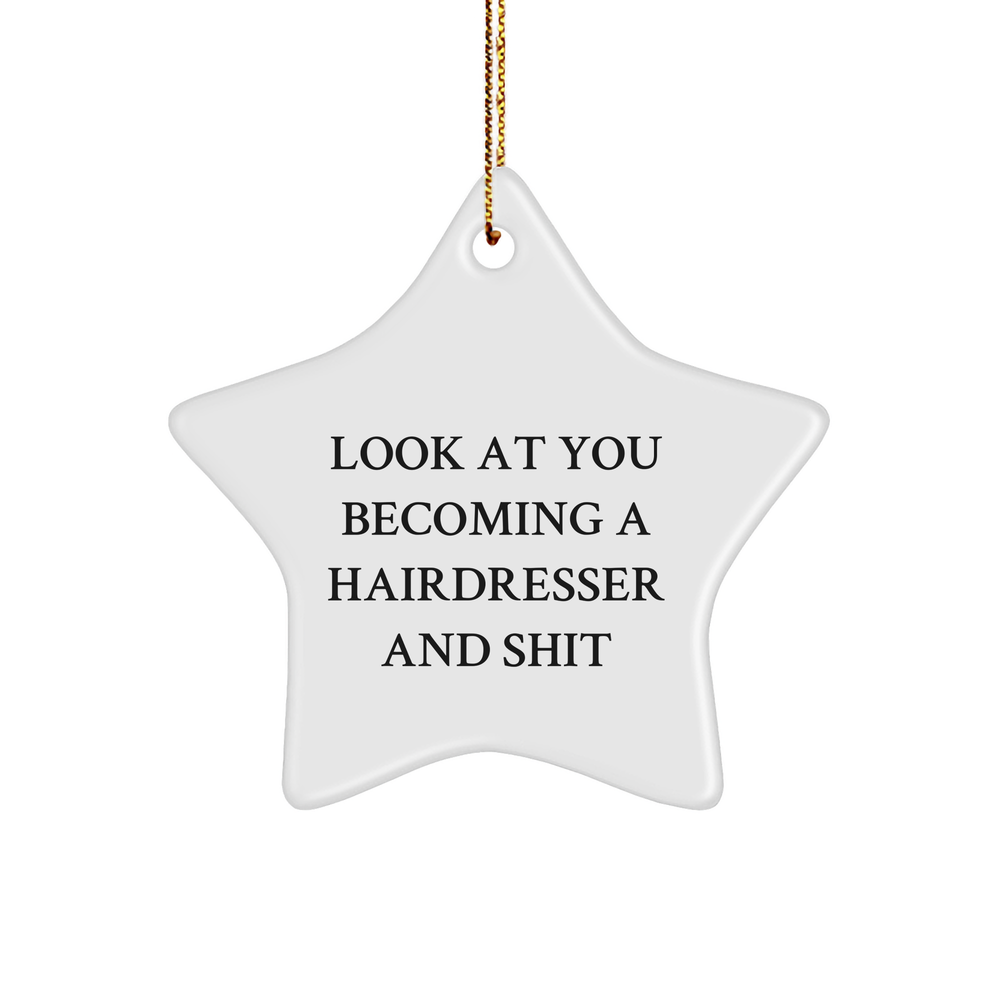 Hairdresser Gifts: Funny Star Ornament for Hairdressers, Look at You Becoming a Hairdresser and Shit Christmas Decoration for Hairdressers and Beauty Lovers - Inspirational Gifts - Image 1