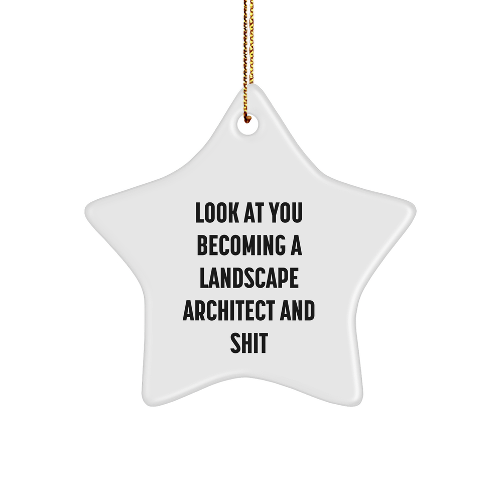 Landscape Architect Gifts, Funny Star Ornament for Christmas, 'Look At You Becoming A Landscape Architect And Shit' from Friends, Family, or Coworkers - Image 1
