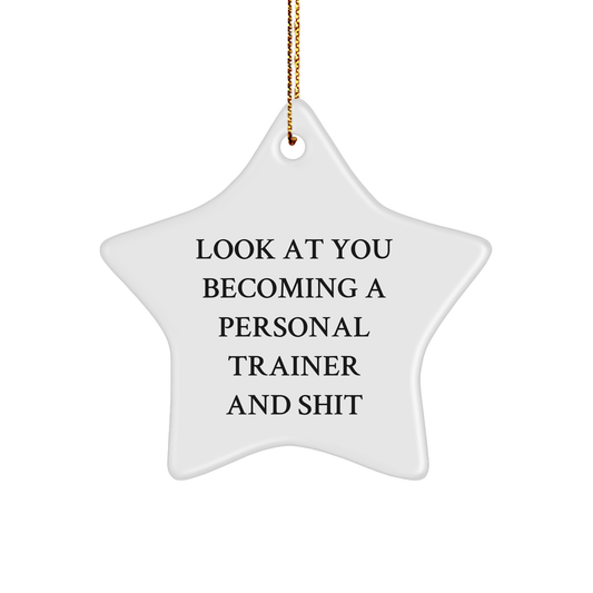 Funny Personal Trainer Gifts, 'Look At You Becoming A Personal Trainer And Shit' Star Ornament for Christmas from Friends to Personal Trainers - Image 1
