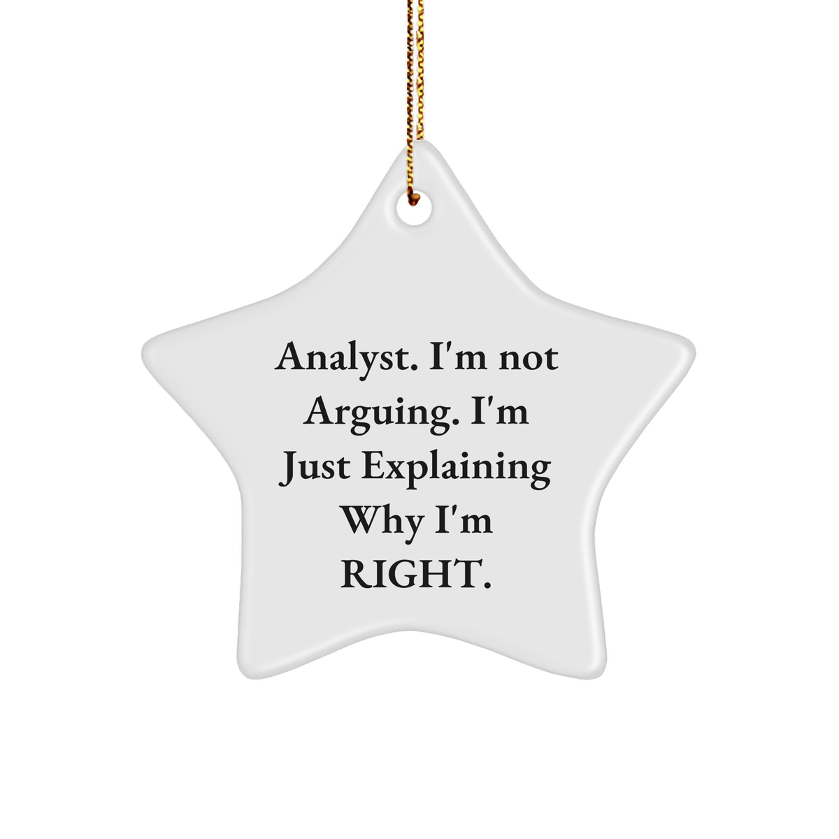 Analyst Star Ornament, 'I'm Not Arguing. I'm Just Explaining Why I'm Right., Funny Gifts from Friends, Christmas Unique Gifts for Analyst - Image 1