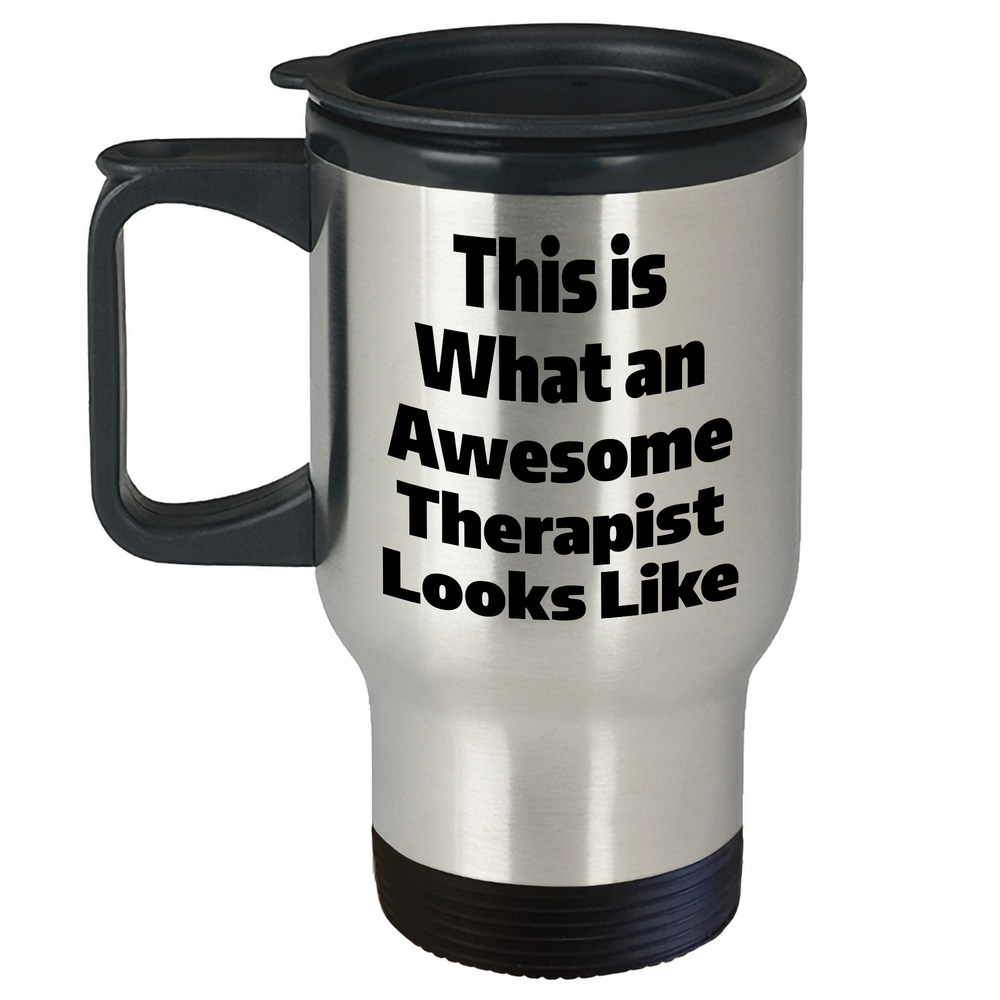 Gifts for the Awesome Therapist Dad This Is What an Awesome Therapist Looks Like Funny Travel Mug Stainless Steel 14oz Capacity - Image 1
