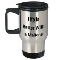 Load image into Gallery viewer, Life is Better with a Maltese Graduation Gifts from Men to Maltese Dog Owners Travel Mug - Image 1
