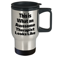 Load image into Gallery viewer, Gifts for the Awesome Therapist Dad This Is What an Awesome Therapist Looks Like Funny Travel Mug Stainless Steel 14oz Capacity - Image 2
