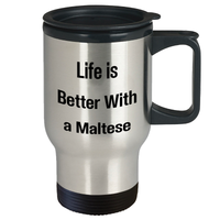 Load image into Gallery viewer, Life is Better with a Maltese Graduation Gifts from Men to Maltese Dog Owners Travel Mug - Image 2
