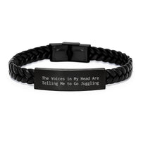 Load image into Gallery viewer, Juggling Enthusiast Gifts from Friends for Valentine's Unique Juggling Interlaced Leather Bracelet Funny Quote - Image 1

