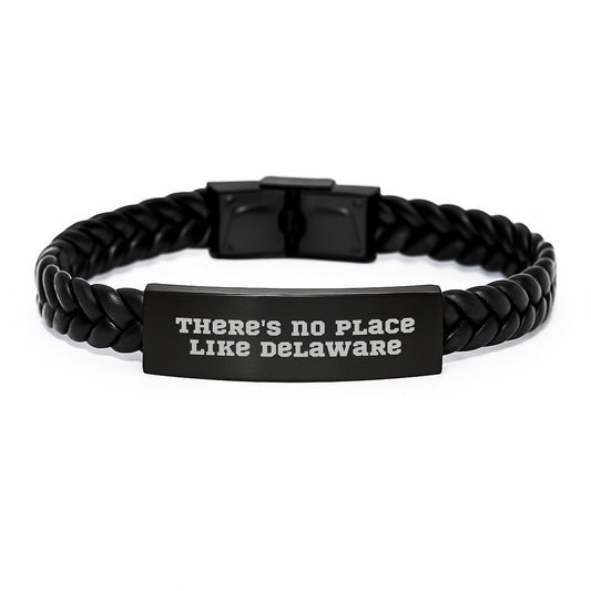 Delaware Gifts from Friends Unique Interlaced Leather Bracelet 'There's No Place Like Delaware' Graduation - Image 1