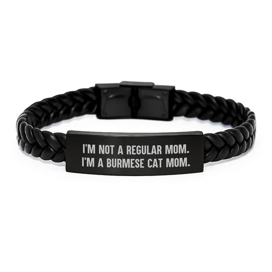 Burmese Cat Mom Inspired Interlaced Leather Bracelet Gifts for Men Graduation Unique Style - Image 1