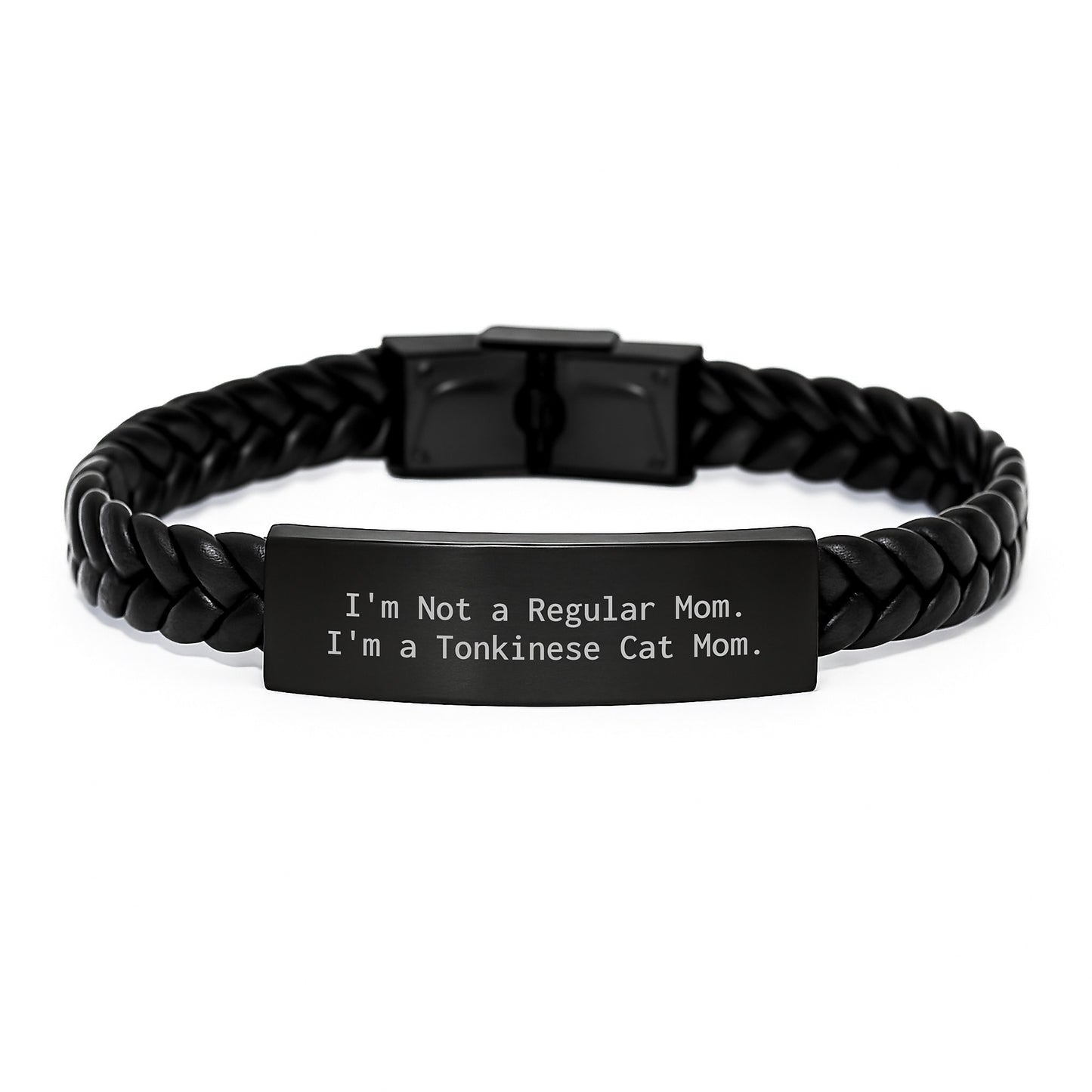 Funny Tonkinese Cat Mom Gifts Interlaced Leather Bracelet for Men Women Graduation Unique Ideas from Family Friends - Image 1