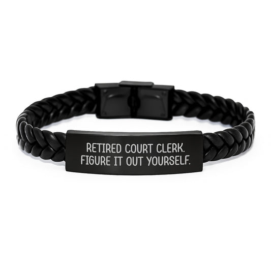 Inspirational Court Clerk Gifts from Friends - Interlaced Leather Bracelet for Men, Unique Graduation Gifts for Court Clerk Colleagues - Image 1