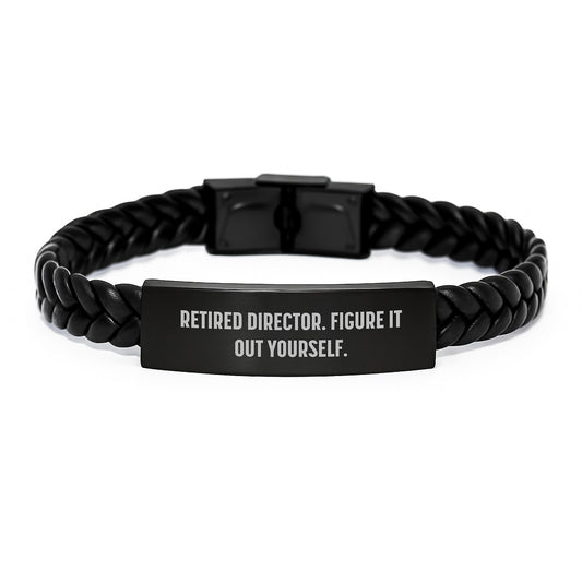 Funny Inspirational Director Gifts from Friends, Interlaced Leather Bracelet for Men, Retired Director Quote Figure It Out Yourself - Graduation Unique Gifts for Him - Image 1