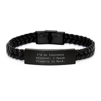 Load image into Gallery viewer, Insurance Adjuster Gifts for Men, Funny genius Quote, Interlaced Leather Bracelet for Valentine's - Gifts from Family to Insurance Adjuster - Image 1
