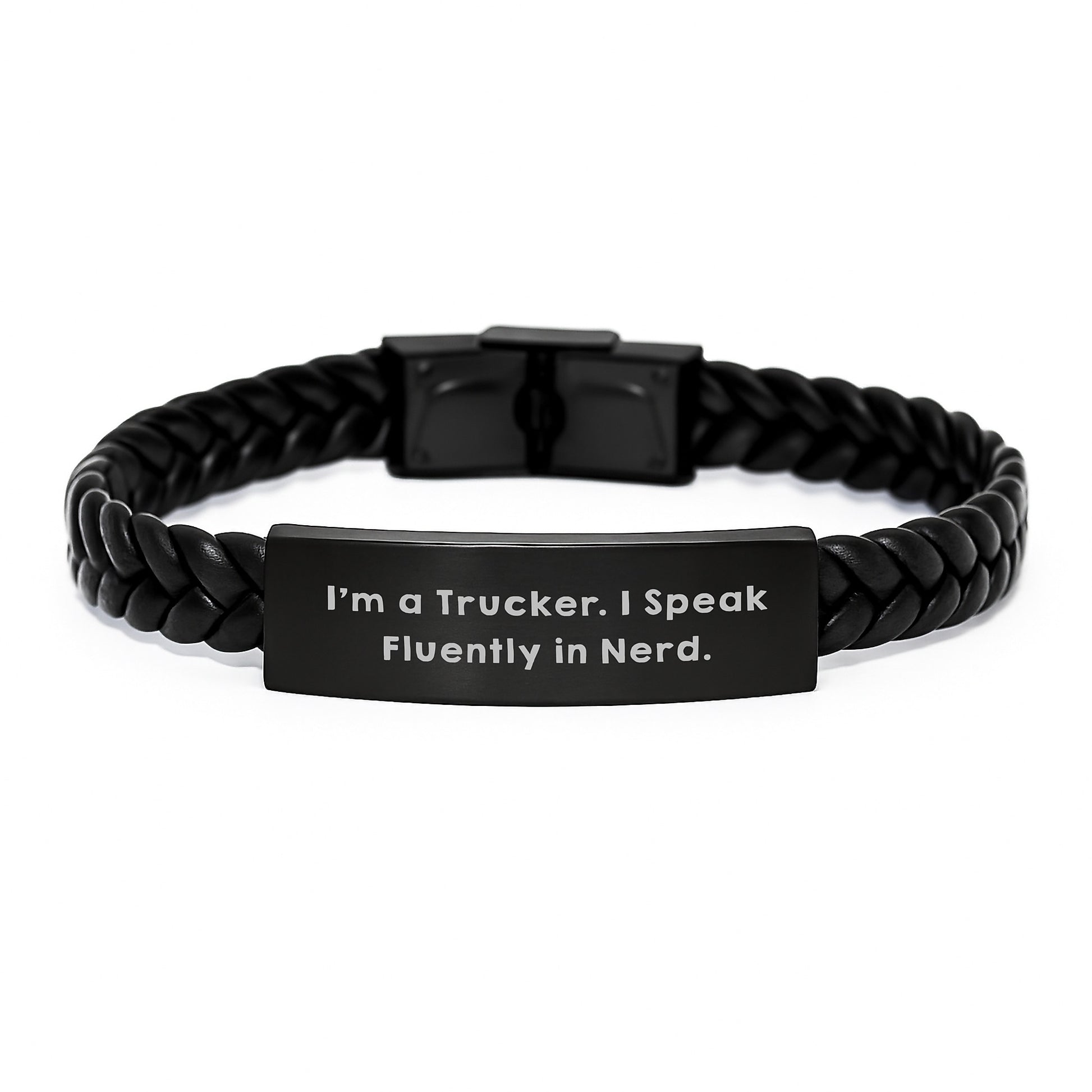 Funny Trucker Gifts from Dad for Birthday Unique Trucker Interlaced Leather Bracelet for Men - Image 1