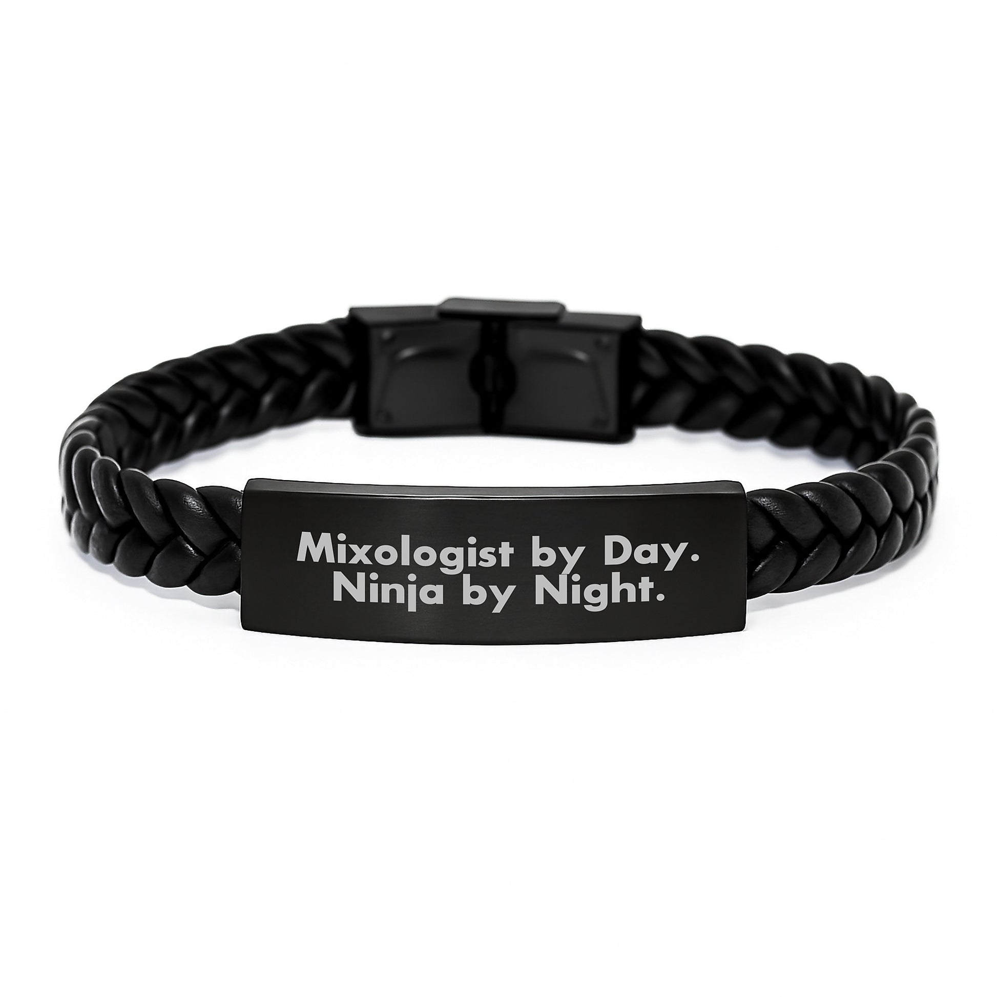 Mixologist Gifts for Men, Funny Interlaced Leather Bracelet, Ninja by Night, Graduation Unique Gifts from Friends - Image 1
