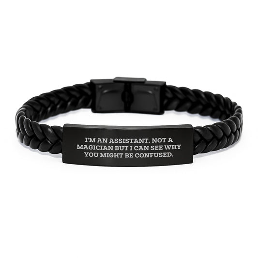 Assistant Keepsake Interlaced Leather Bracelet for Him Graduation Gift - Image 1
