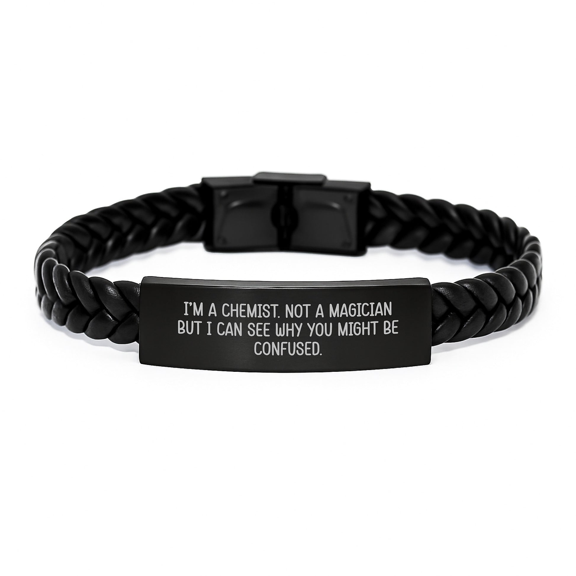 Unique Gifts from Chemist Friends, Funny Graduation Unique Gifts for Chemist Men, Interlaced Leather Bracelet - Image 1
