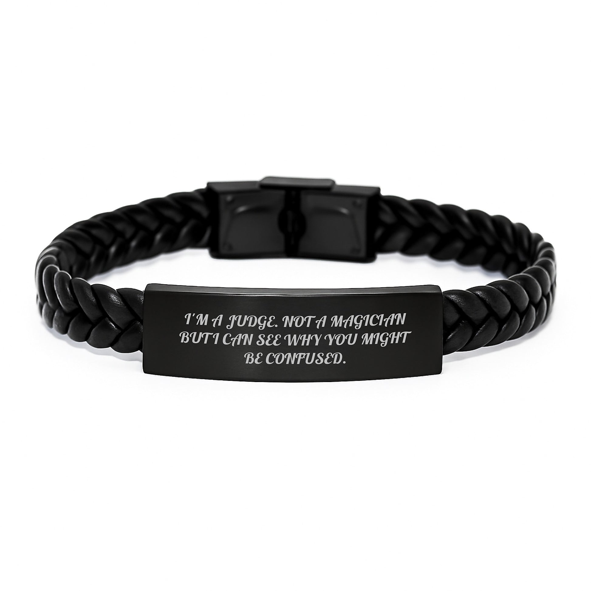 Judge Keepsake Interlaced Leather Bracelet for Him Graduation Gift - Image 1