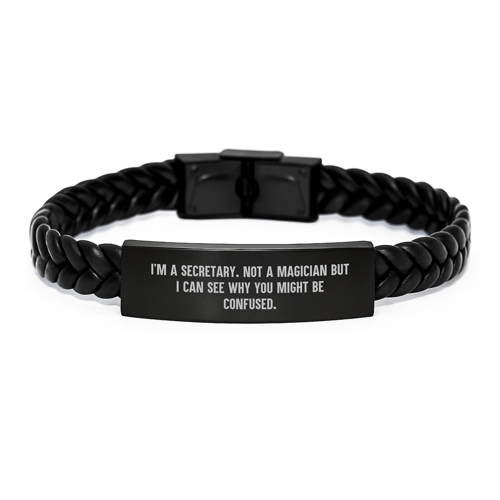 Secretary Humor Gifts from Men to Women Friends Family for Graduation Unique Interlaced Leather Jewelry - Image 1