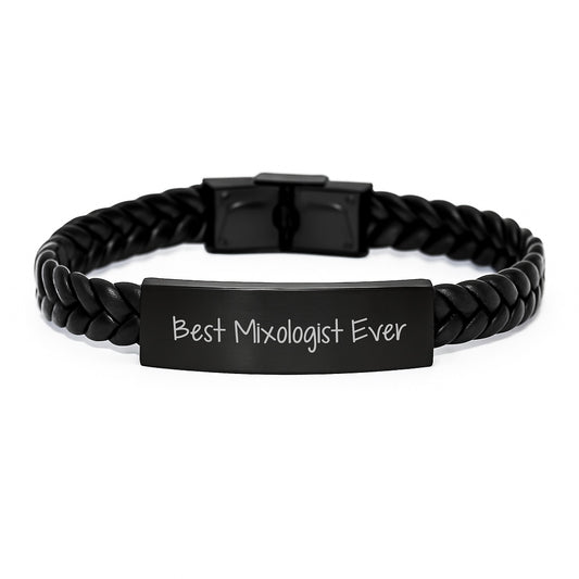 Best Mixologist Ever Leather Keepsake Bracelet for Him Birthday Gift - Image 1